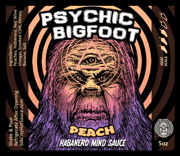 Peach Habanero Mind Sauce label artwork